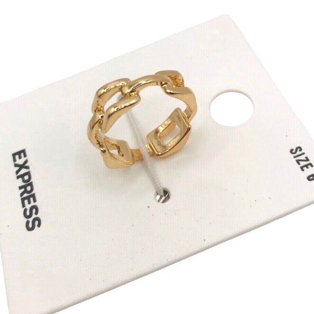 Express Gold Ring Link Chain Ring Size 6 - Picture 3 of 4
